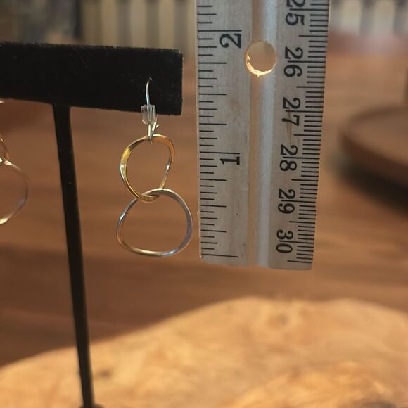 Elegant Gold and Silver Hoop Earrings - Picture 3 of 4